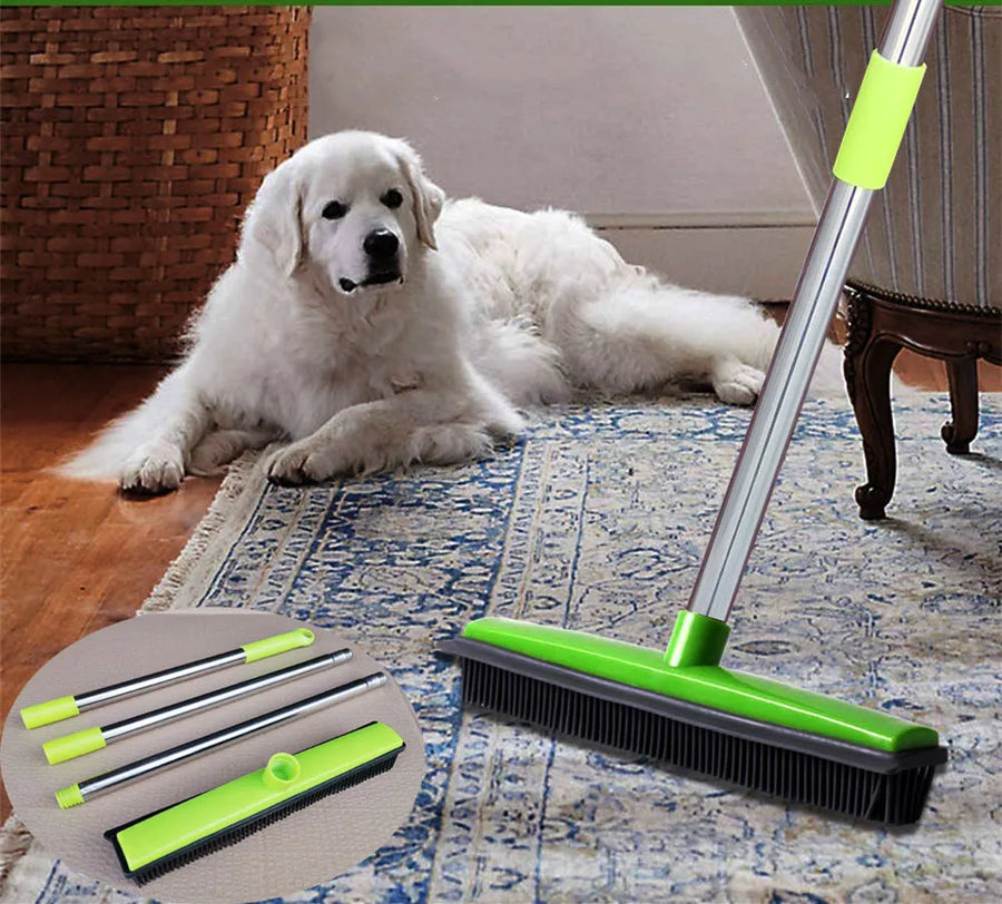 Pawvera Pet Hair Broom in use